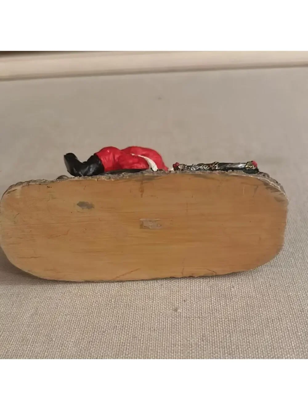 Vintage Santa Claus figurine riding a train w presents